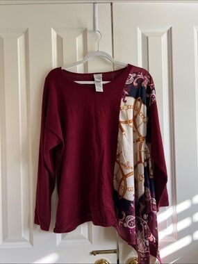 Chico’s Mixed Material Sweater/Blouse (Chico’s Size 2 or L)